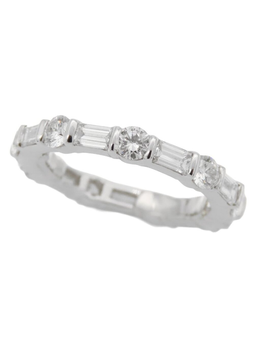 Harry Winston Round Emerald Cut Bar Set Platinum Diamond Full Eternity